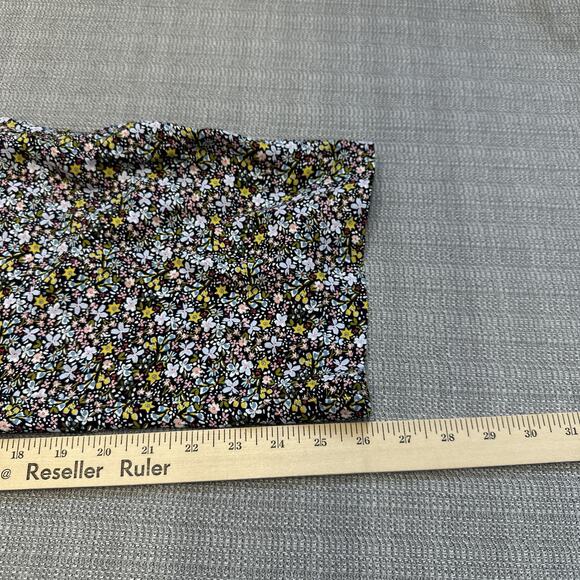 LOFT Pants Womens XL Black Floral Cropped Pull On Wide‎ Leg Boho Cottagecore New - Picture 5 of 7